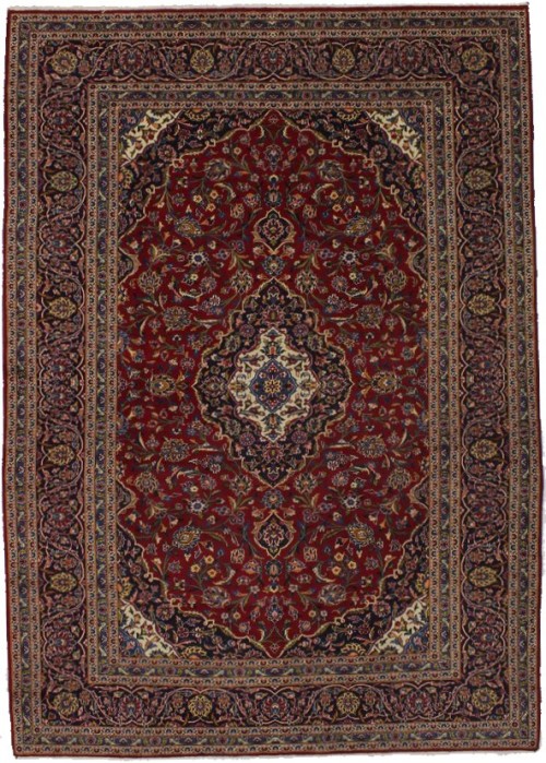 Vintage Red Traditional 8X12 Kashan Persian Rug