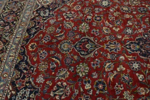 Vintage Red Traditional 9X13 Kashan Persian Rug