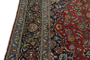 Vintage Red Traditional 9X13 Kashan Persian Rug