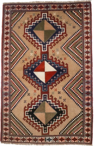 Khaki Tribal 4X7 Ghoochan Persian Oriental Rug