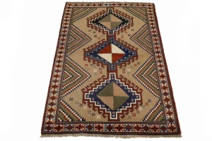 Khaki Tribal 4X7 Ghoochan Persian Oriental Rug