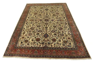 Vintage Cream Floral 8X11 Sarouk Persian Rug