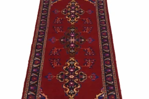 Semi Antique Red Tribal 4X10 Hamedan Persian Runner Rug