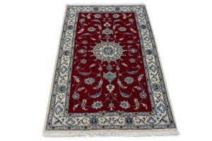 Red Classic Floral 4X7 Nain Kashmar Persian Rug