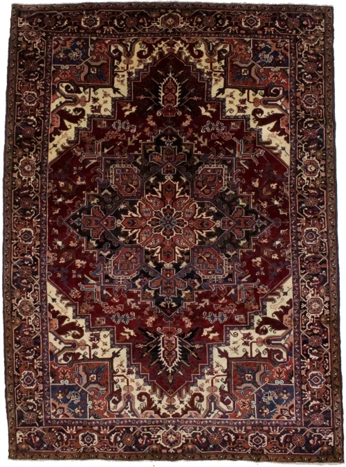 Wine Red Floral 8X11 Heriz Persian Rug