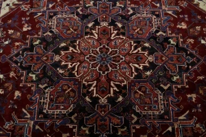 Wine Red Floral 8X11 Heriz Persian Rug