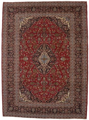 Vintage Red Traditional 10X13 Kashan Persian Rug