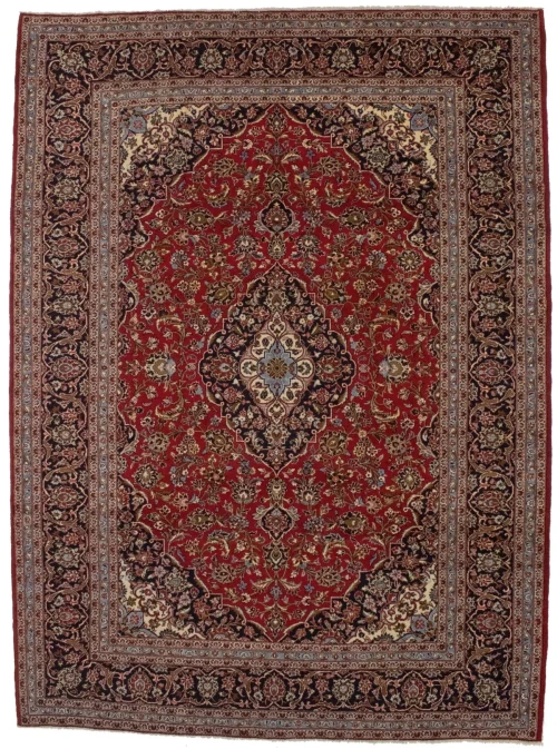 Vintage Red Traditional 10X13 Kashan Persian Rug