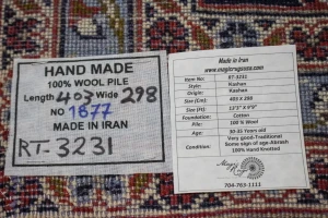 Vintage Red Traditional 10X13 Kashan Persian Rug
