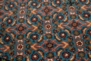 Teal Blue Floral 4X4 Bidjar Halvaei Persian Round Rug