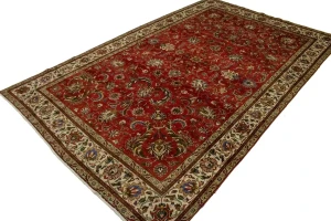 Vintage Red Traditional 9'5X15'4 Tabriz Persian Rug