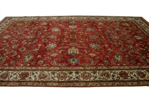 Vintage Red Traditional 9'5X15'4 Tabriz Persian Rug