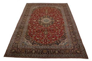 Vintage Red Traditional 10X14 Kashan Persian Rug