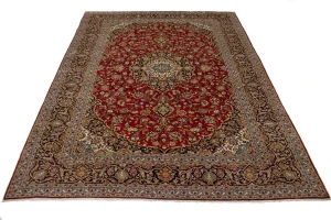 Vintage Red Traditional 10X14 Kashan Persian Rug
