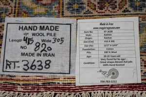 Vintage Red Traditional 10X14 Kashan Persian Rug
