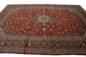 Vintage Red Traditional 10X14 Kashan Persian Rug