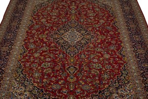 Vintage Red Traditional 10X13 Kashan Persian Rug