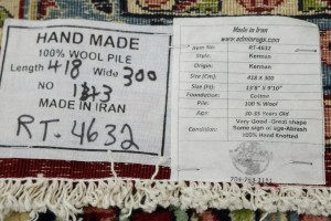 Vintage Red Floral 10X14 Kerman Persian Rug