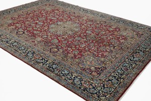 Vintage Red Floral 10X14 Kerman Persian Rug