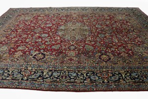 Vintage Red Floral 10X14 Kerman Persian Rug