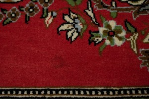 Pair of Small Vintage Coral Red Floral 2X3 Kashan Persian Rug