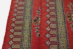 Pair of Small Vintage Coral Red Floral 2X3 Kashan Persian Rug