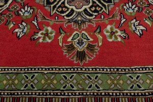 Pair of Small Vintage Coral Red Floral 2X3 Kashan Persian Rug