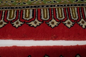 Pair of Small Vintage Coral Red Floral 2X3 Kashan Persian Rug