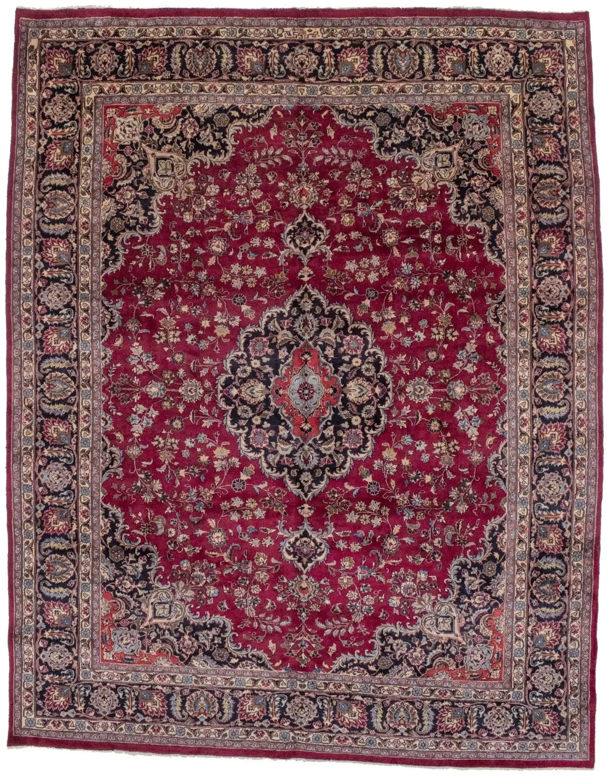 Vintage Red  Traditional 10X13 Mashad Persian Rug