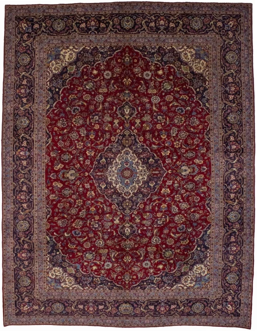 Vintage Red Traditional 10X13 Kashan Persian Rug