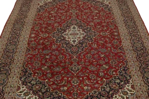 Vintage Red Traditional 10X14 Kashan Persian Rug