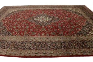 Vintage Red Traditional 10X14 Kashan Persian Rug