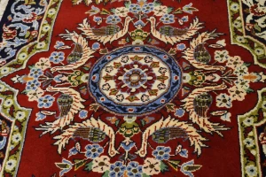Vintage Red Pictorial Floral 2X3 Ghom Kashan Persian Rug