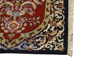 Vintage Red Pictorial Floral 2X3 Ghom Kashan Persian Rug
