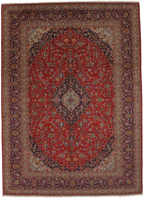 Vintage Red Traditional 10X13 Kashan Persian Rug