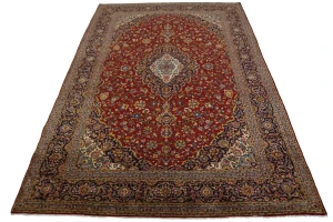 Vintage Red Traditional 10X15 Kashan Persian Rug