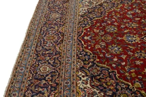Vintage Red Traditional 10X15 Kashan Persian Rug