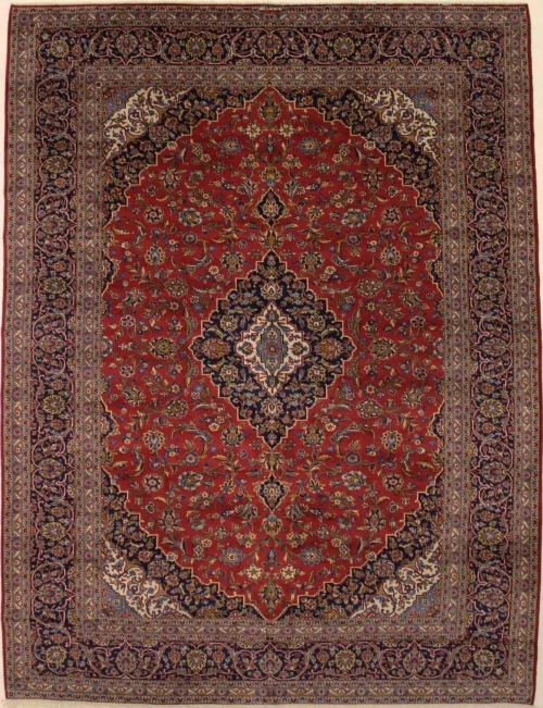 Vintage Red Traditional 10X13 Kashan Persian Rug