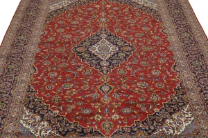 Vintage Red Traditional 10X13 Kashan Persian Rug