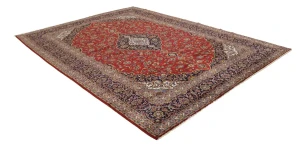 Vintage Red Traditional 10X13 Kashan Persian Rug
