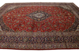 Vintage Red Traditional 10X13 Kashan Persian Rug