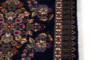 Navy Blue Classic Floral 2'6X3' Kashan Persian Rug