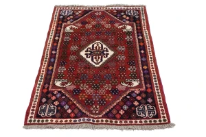 Red Tribal 3'5X5 Shiraz Persian Rug