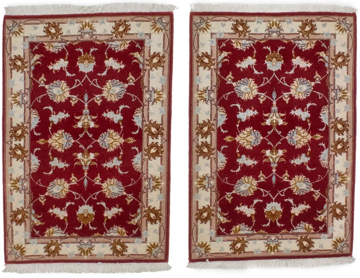 Ruby Red Traditional 2X3 Pair of Tabriz Persian Rugs