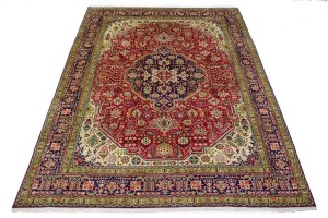 Vintage Traditional Red 8X11 Tabriz Persian Rug
