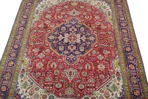 Vintage Traditional Red 8X11 Tabriz Persian Rug
