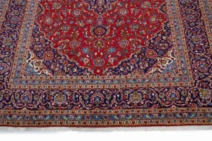 Vintage Red Traditional 9'7X13'6 Kashan Persian Rug