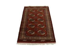 Red Tribal 3X5 Turkoman Persian Rug