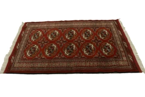 Red Tribal 3X5 Turkoman Persian Rug