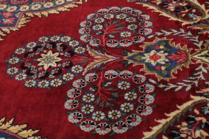 Vintage Red Traditional 6'5X10'5 Qom Kerman Persian Rug